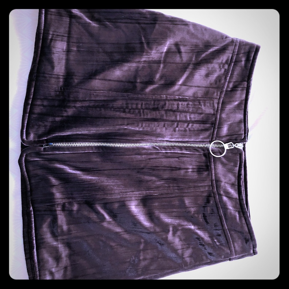 Purple velvet mini skirt with ring zip NWT